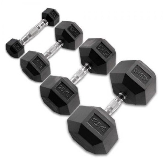 Body-Solid Hexagon Rubber Dumbbell - per Paar 10 KG Paar