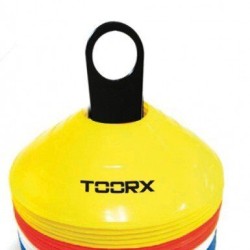 Toorx Agility Cones Set van 24 stuks - met rek - Geel/Rood/Wit/Blauw