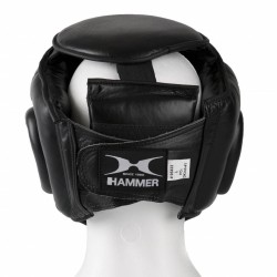 Hammer Boxing HOOFDBESCHERMER PROTECT - met Grid - Zwart - LeerMaat L