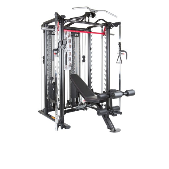 De Inspire SCS Smith Cage System biedt een complete home gym ervaring met dual pulley systeem en zware gewichtstapels. Ideaal voor thuisgebruik.
