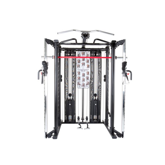 De Inspire SCS Smith Cage System biedt een complete home gym ervaring met dual pulley systeem en zware gewichtstapels. Ideaal voor thuisgebruik.