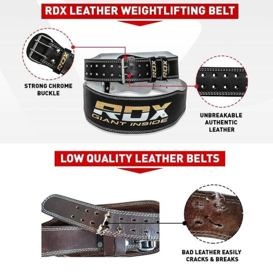 RDX Gym Lederen Gewichtenhef Riem Medium