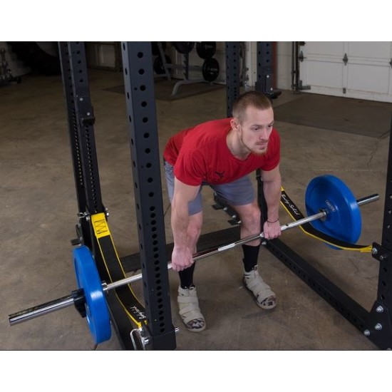 ProClubLine Power Rack Strap Safeties zijn versterkte nylon banden voor Body-Solid SPR1000, getest tot 4536 kg, voor meer veiligheid tijdens zware trainingen.