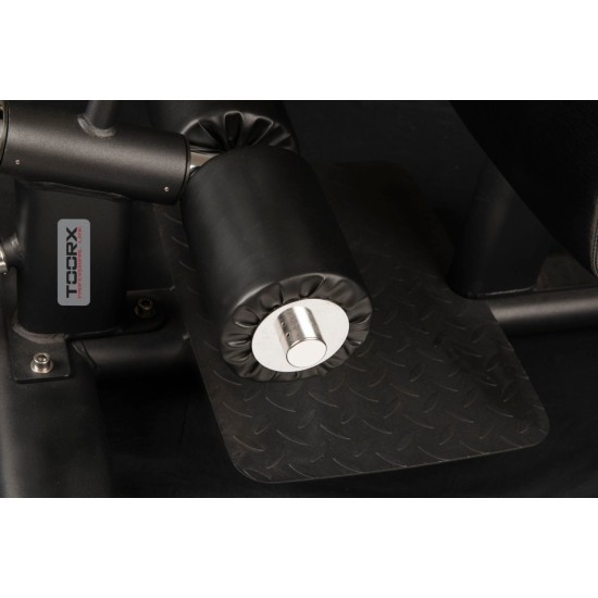 Compacte full commercial sissy squat van Toorx Professional met verstelbare kussens en maximaal belastbaar gewicht van 250 kg.