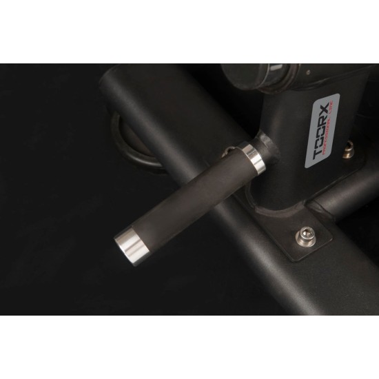 Compacte full commercial sissy squat van Toorx Professional met verstelbare kussens en maximaal belastbaar gewicht van 250 kg.