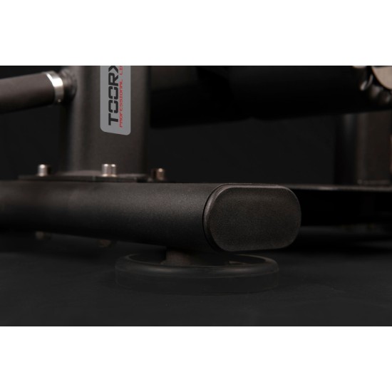 Compacte full commercial sissy squat van Toorx Professional met verstelbare kussens en maximaal belastbaar gewicht van 250 kg.