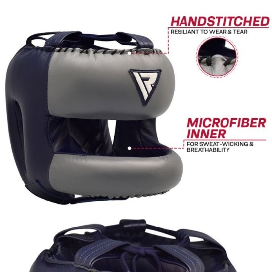 Ontdek de RDX Sports Pro Sparring Bokshelm, uitgevoerd in rundleder met geavanceerde schokabsorptie en een comfortabele pasvorm.