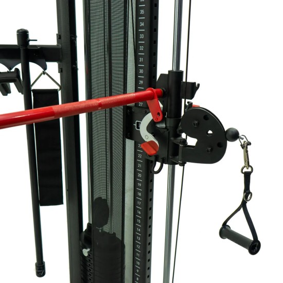 Inspire SF5: veelzijdige Functional Trainer en Smith Machine met 2 gewichtenstapels van 73 kg en uitgebreide accessoires voor volledige lichaamstraining.
