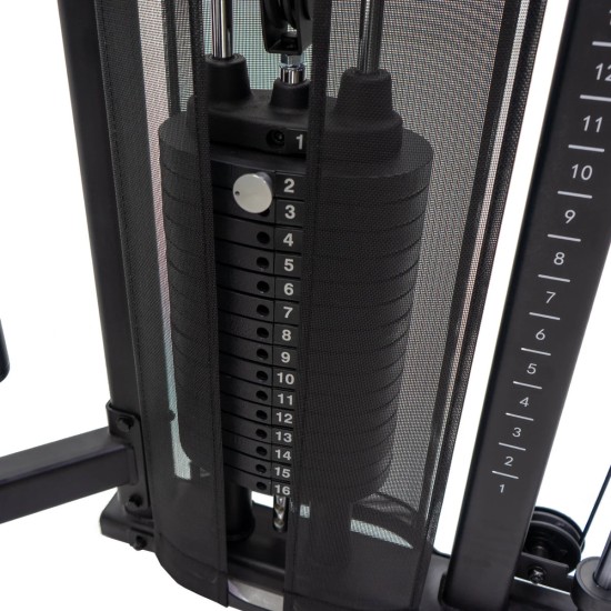 Inspire SF5: veelzijdige Functional Trainer en Smith Machine met 2 gewichtenstapels van 73 kg en uitgebreide accessoires voor volledige lichaamstraining.