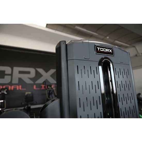 De Toorx Professional Pin Loaded Seated Row PLX-4000 biedt veelzijdige trainingsmogelijkheden met een 100 kg gewichtenstapel en verstelbare zitting en borststeun.