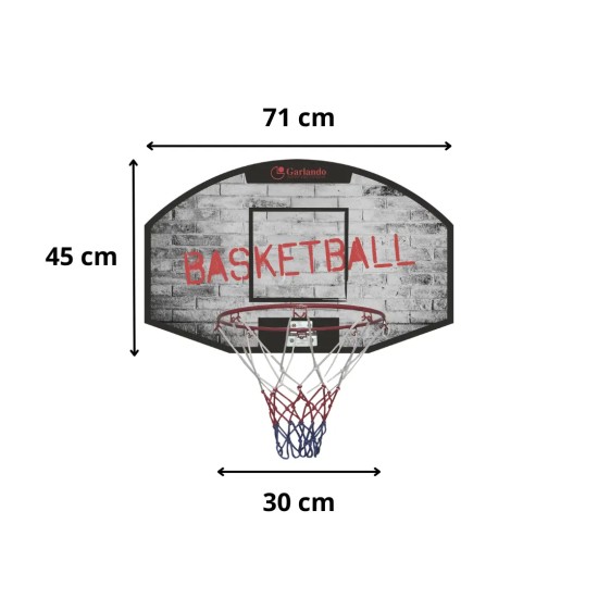 Hoogwaardig Garlando Portland basketbalbord, geschikt voor muur of deur, met duurzaam backboard en opvouwbare ring. Veilig, ruimtebesparend en perfect voor kids en volwassenen.