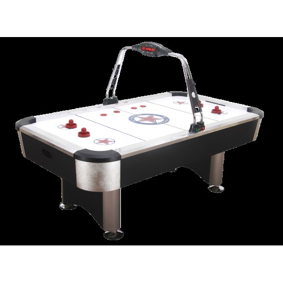 Professionele airhockeytafel van Garlando met stevige constructie, krachtige blower en aantrekkelijke geometrische decoraties. Perfect voor gemeenschappelijk gebruik.