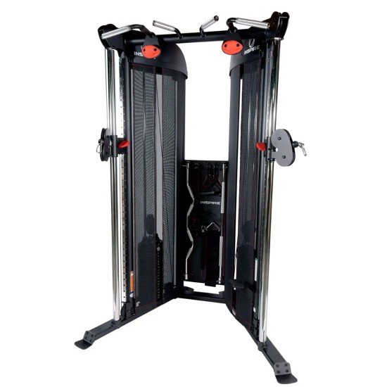 Ontdek de Inspire Fitness CFT Commercial Functional Trainer met pull-up bar, verstelbare katrollen en inclusief accessoires voor een complete workout ervaring.