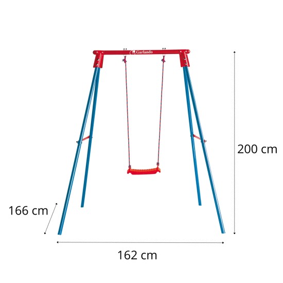De Garlando Stalen Schommel Candy 1 biedt veiligheid, comfort en duurzaamheid voor kinderen van 3 tot 10 jaar. 2 jaar garantie inbegrepen.