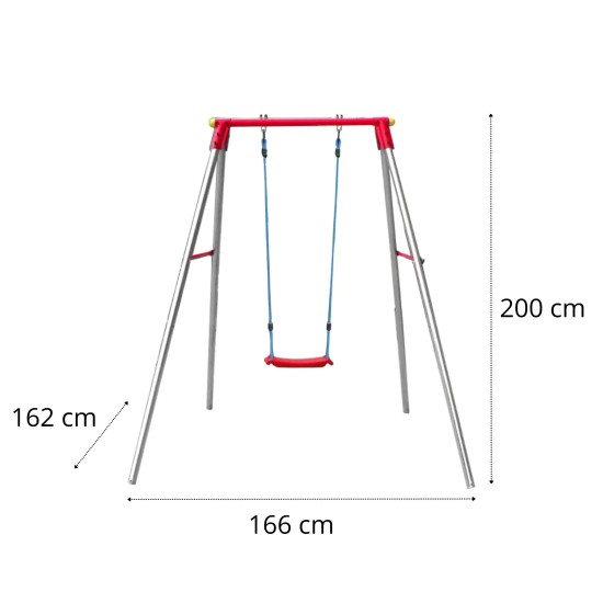 Ontdek de Garlando Stalen Schommel Candy 1 Plus. Robuuste constructie, comfortabele zitting en maximale veiligheid voor kinderen van 3-10 jaar.
