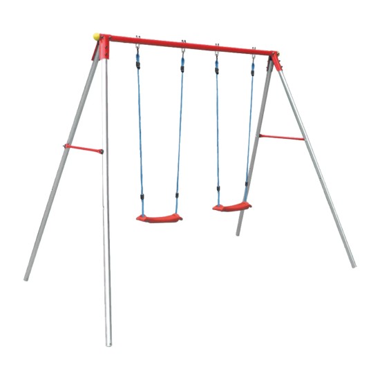 Robuste Garlando schommel met stevige constructie, geschikt voor kinderen van 3 tot 10 jaar. Maximale belasting: 50 kg per zitplaats.