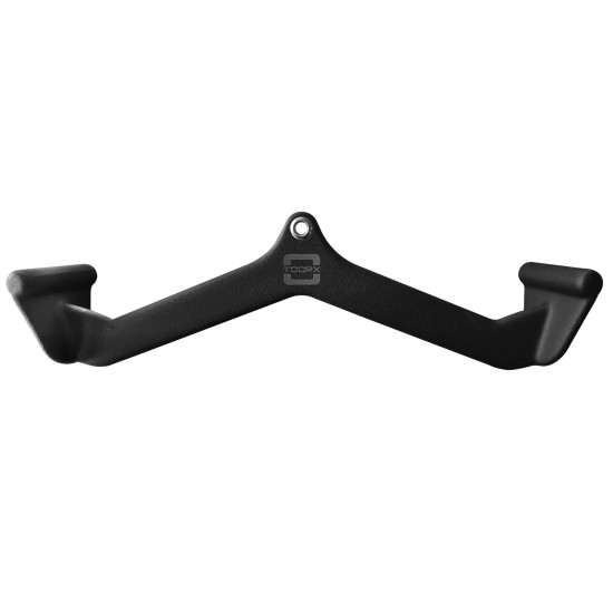 Verbeter rug workouts met de Toorx Professional Foam Grip Lat Bar van 58 cm, uitgerust met neutrale grepen voor optimaal comfort en grip.