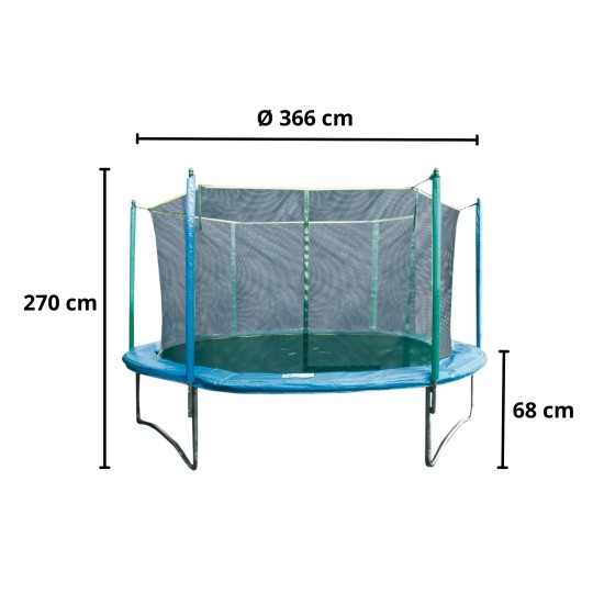 Geniet van sport en plezier met de Garlando Combi XL trampoline, geschikt voor buitengebruik, veilig met omheining en ideaal voor alle leeftijden.