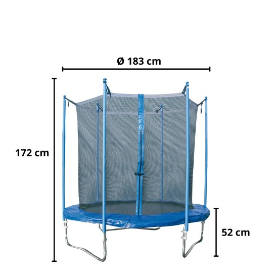 Garlando Combi S trampoline van 183 cm met omheining, ideaal voor plezier en fitness. Geschikt voor kinderen en volwassenen.