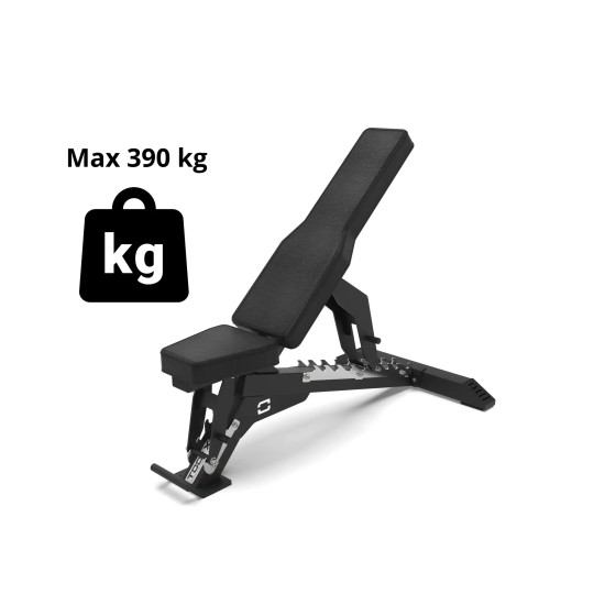Verstelbare Toorx Professional WBX-950 FID bank, ideaal voor intense trainingen met een maximale belasting van 390 kg.