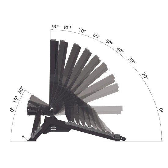 Verstelbare Toorx Professional WBX-950 FID bank, ideaal voor intense trainingen met een maximale belasting van 390 kg.
