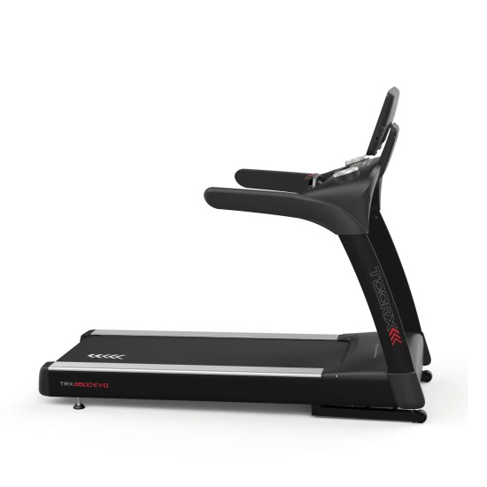 De Toorx Professional TRX 8500 EVO Loopband biedt een krachtige motor, aanpasbare snelheden, en APP READY 3.0 technologie voor een meeslepende trainingservaring.
