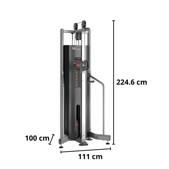 Ontdek de Toorx Professional CSX-4000 Single Pulley, ideaal voor krachttraining met een robuuste constructie en 100 kg gewicht stapel.