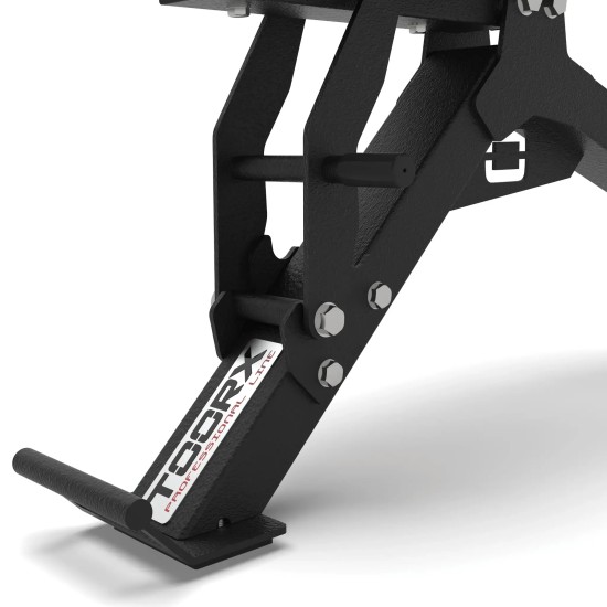 Ontdek de Toorx Professional WBX-400 trainingsbank met verstelbare rugleuning en zitting, ideaal voor intensieve trainingservaringen.