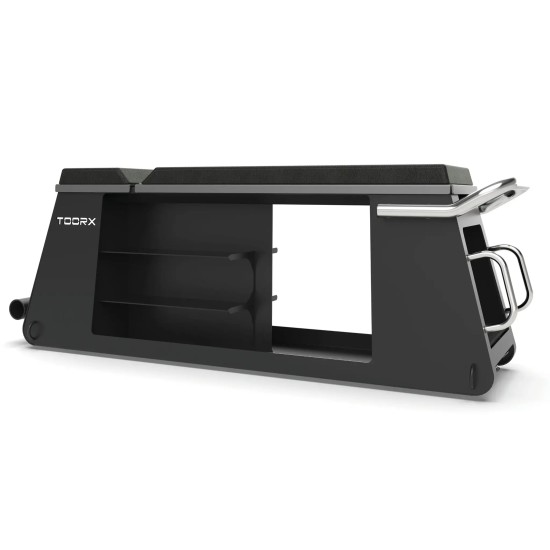 Ontdek de Toorx Professional WBX-1000 Storage HIIT Bench, een veelzijdige bank voor krachttraining en plyometrische oefeningen met opbergmogelijkheden.