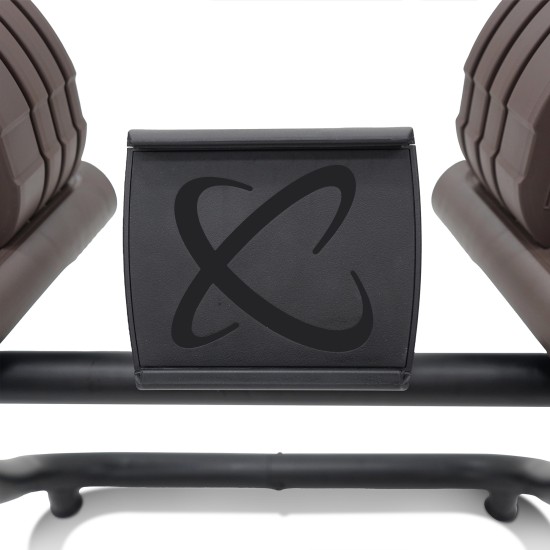 Ergonomisch ontworpen gewichtstandaard van Centr, geschikt voor Centrum Smart Stack 50 dumbbells en tablets, met een beperkte levenslange garantie.