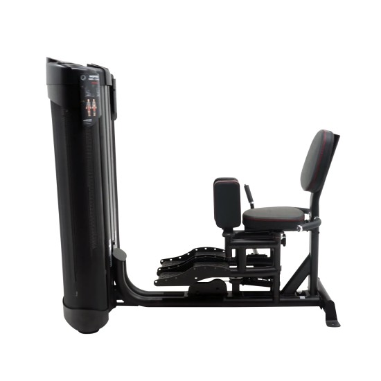 Inspire Dual Station Inner + Outer, ideaal voor adductoren en abductoren training. Compact ontwerp met onafhankelijke gewichtsblokken van 50 kg.