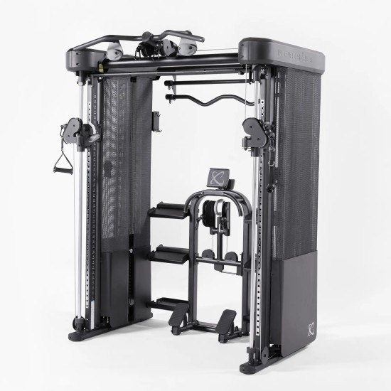De Inspire Series FT2 PRO is een veelzijdige functionele trainer met 2x 75 kg gewicht, geïntegreerde Smith-bar en 13 accessoires voor thuisfitness.