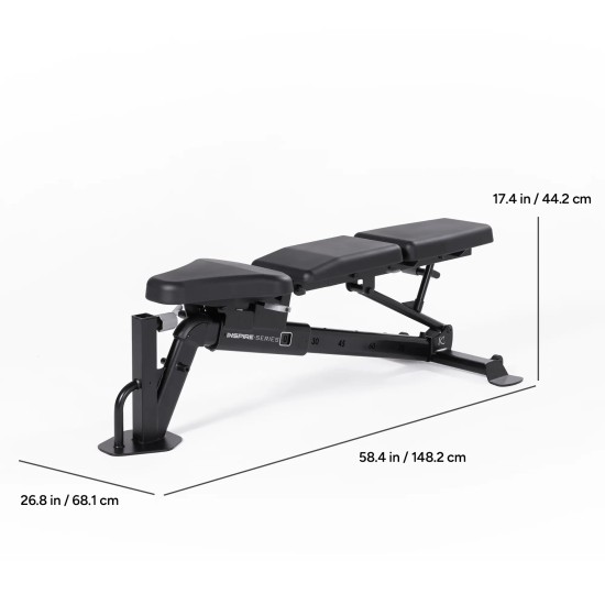 Ontdek de Inspire FID7 PRO verstelbare trainingsbank met zes rugkusseninstellingen en extreme duurzaamheid voor optimale prestaties.