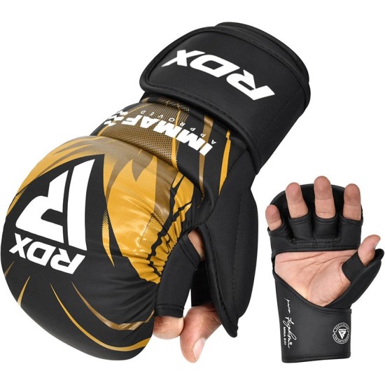 Versterk je training met RDX IMMAF goedgekeurde grappling handschoenen, gemaakt van Kalix Skin leer voor ongeëvenaarde bescherming.