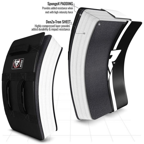 Veilig RDX kick pad stootkussen met gel en schuimrubber vulling voor optimale bescherming en comfort tijdens vechtsport training.