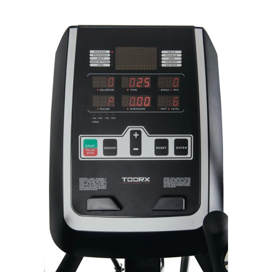 Ervaar een uitgebreide training met de Toorx Professional BRX-9000 Ergometer, zelf genererend, en met 32 weerstanden en 180 kg gebruikersgewicht.