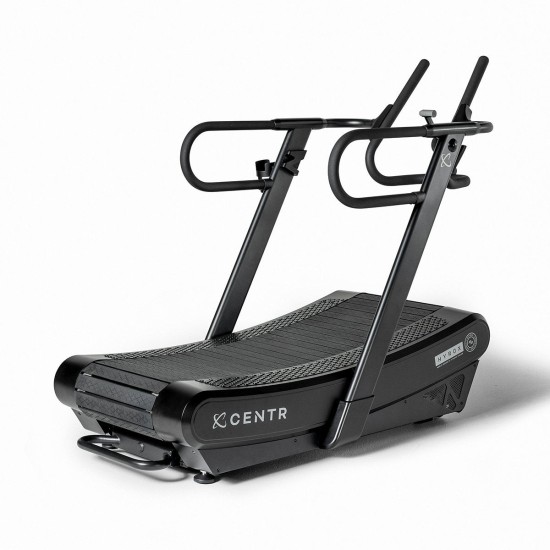 Verbeter je training met de Centr x HYROX Perform Treadmill. Motorloze loopband met schokabsorberend oppervlak en multifunctionele handgreep voor intensieve trainingen.