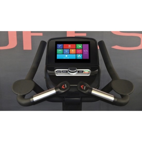 Professionele Toorx BRX 9500 ergometer met 10.1" TFT-touchscreen, 32 weerstanden en ingebouwde apps voor een optimale trainingservaring.