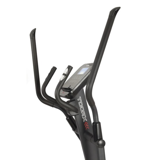 Ontdek de TOORX ERX-650 Crosstrainer met 24 weerstanden, 16 kg vliegwiel en compatibiliteit met Kinomap en Zwift voor een interactieve training.