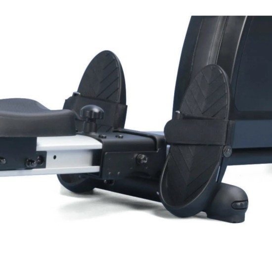 Compacte Toorx RWX-500 roeitrainer met 16 weerstanden, draadloze hartslagontvanger en multifunctionele console voor optimale training.