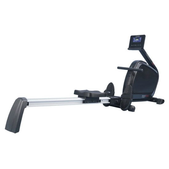 Compacte Toorx RWX-500 roeitrainer met 16 weerstanden, draadloze hartslagontvanger en multifunctionele console voor optimale training.