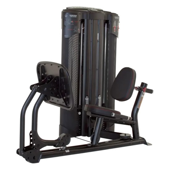 Effectieve leg press en calf press voor onderlichaamstraining met verstelbare zitting en 200 kg maximale belasting.