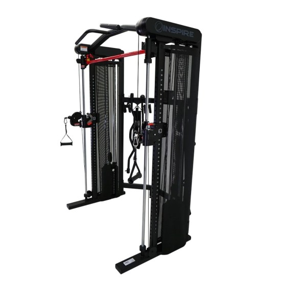 De Inspire SF3 Functional Trainer biedt een complete sportschoolervaring met gewichtstapels, Smith bar en accessoires voor thuisgebruik.