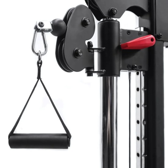 Inspire FTX Functional Trainer met compacte afmetingen en 2 gewicht stapels van 75 kg, ideaal voor thuisgebruik en trainingen van alle spiergroepen.