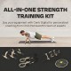 Centr's Strength Training Kit met push-up bars, optrekstang, suspension trainer en sandbag voor een volledige lichaamstraining.