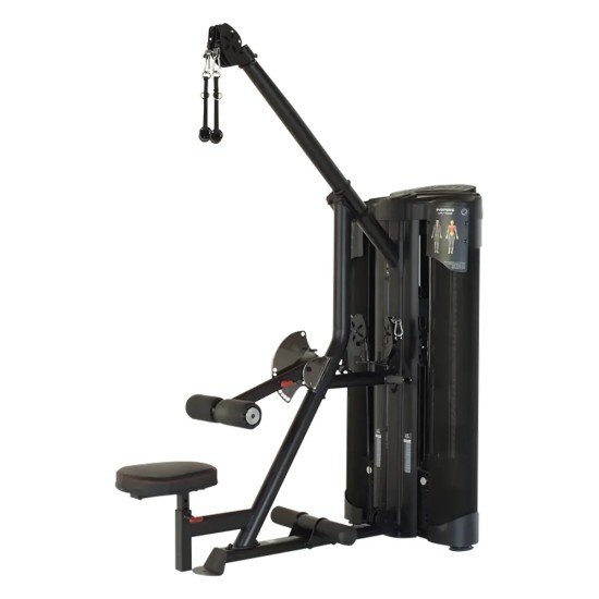 Inspire DUAL Station Lat + Low Row met 2 onafhankelijke gewichtenstapels, ideaal voor rugtraining in een compact en sportief ontwerp.
