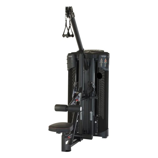 Inspire DUAL Station Lat + Low Row met 2 onafhankelijke gewichtenstapels, ideaal voor rugtraining in een compact en sportief ontwerp.