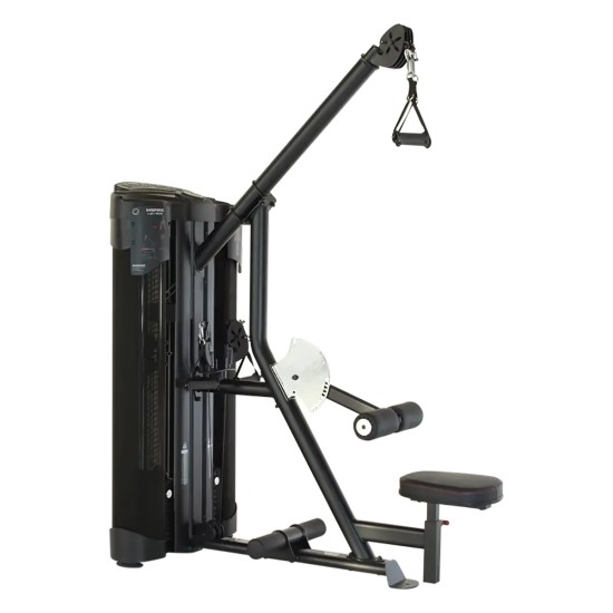 Inspire DUAL Station Lat + Low Row met 2 onafhankelijke gewichtenstapels, ideaal voor rugtraining in een compact en sportief ontwerp.