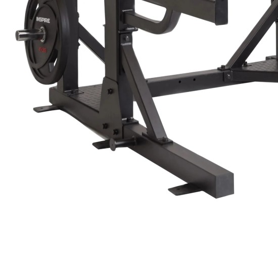 Inspire UCHR1 Ultimate Commercial Half Rack met verstelbare safeties, optrekstang en verschillende accessoires voor intensief gebruik in commerciële gyms.