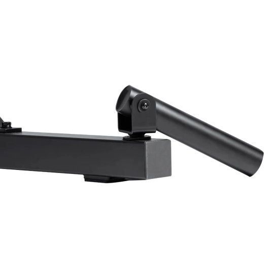 Inspire UCHR1 Ultimate Commercial Half Rack met verstelbare safeties, optrekstang en verschillende accessoires voor intensief gebruik in commerciële gyms.